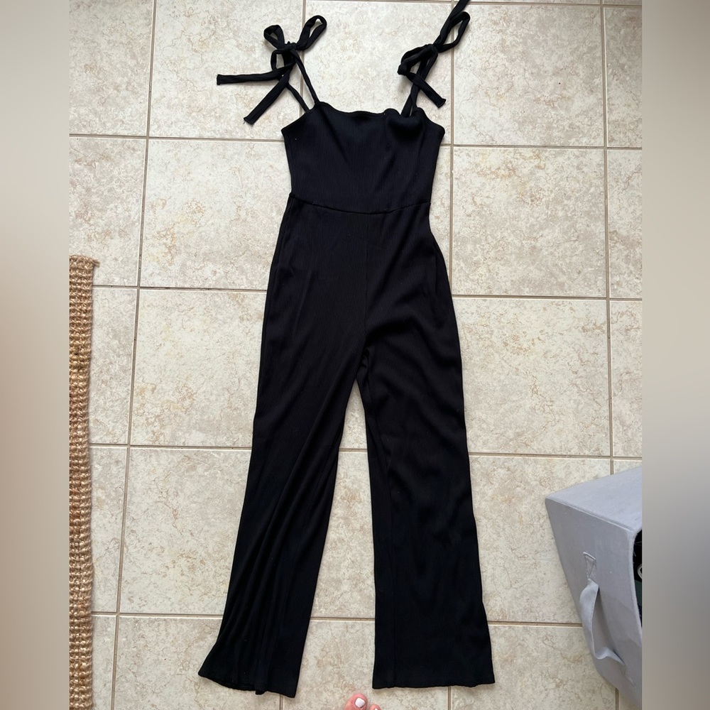 urban outfitters black jumpsuit with ties